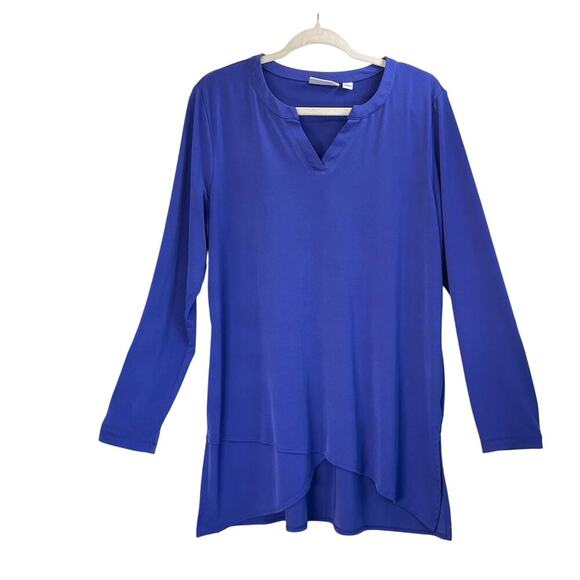 Susan Graver Womens L Purple Ish Liquid Knit V Neck Office Wear FLAW - Picture 1 of 8